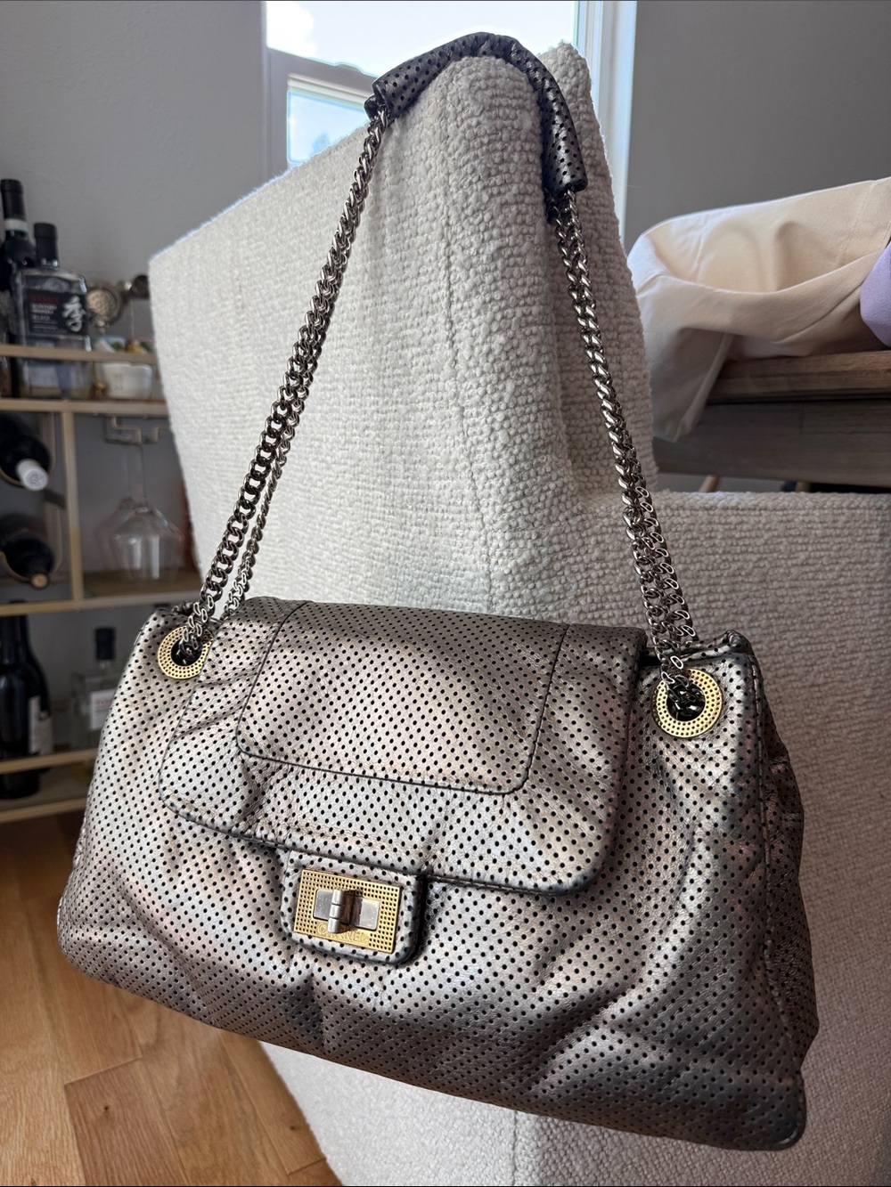 Vintage Chanel Perforated Leather Tote Bag - Picture 3 of 10